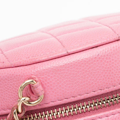 Chanel Caviar Leather Crystal CC Round Clutch with Chain (SHF-FU2AgY)