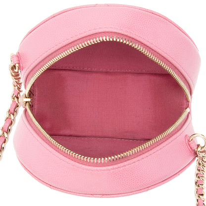 Chanel Caviar Leather Crystal CC Round Clutch with Chain (SHF-FU2AgY)