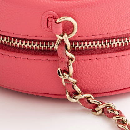 Chanel Caviar Leather New Wave Round Clutch with Chain (SHF-s9F7fM)
