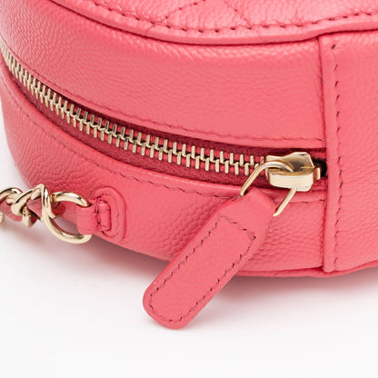 Chanel Caviar Leather New Wave Round Clutch with Chain (SHF-s9F7fM)