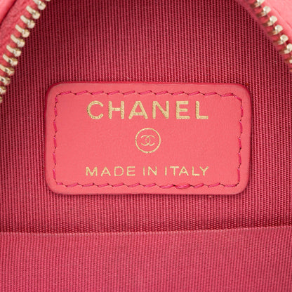 Chanel Caviar Leather New Wave Round Clutch with Chain (SHF-s9F7fM)