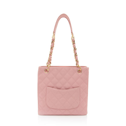 Chanel Caviar Leather Petite Shopping Tote (SHF-yT2Qvc)