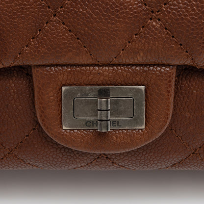 Chanel Caviar Leather Reissue 225 Double Flap Shoulder Bag (SHF-gheQo9)