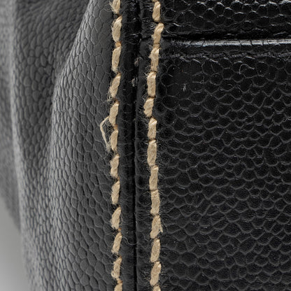 Chanel Caviar Leather Stitched CC Flap Satchel (SHF-ewpcah)