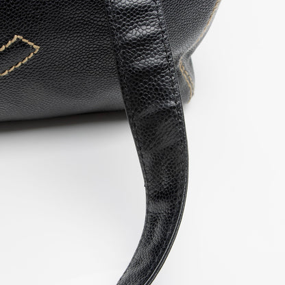 Chanel Caviar Leather Stitched CC Flap Satchel (SHF-ewpcah)