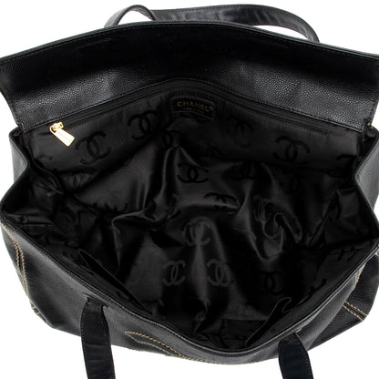 Chanel Caviar Leather Stitched CC Flap Satchel (SHF-ewpcah)
