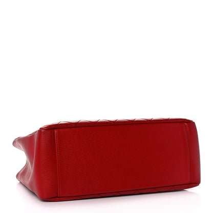 CHANEL Caviar Quilted Grand Shopping Tote GST Red