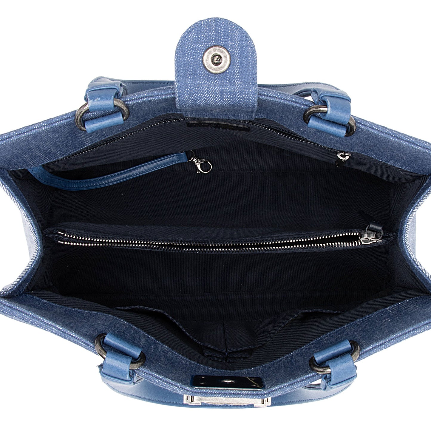 Chanel Chevron Denim Boy Tote (SHF-z2AHH6)