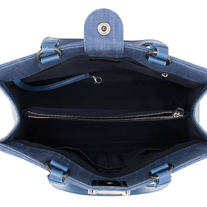 Chanel Chevron Denim Boy Tote (SHF-z2AHH6)