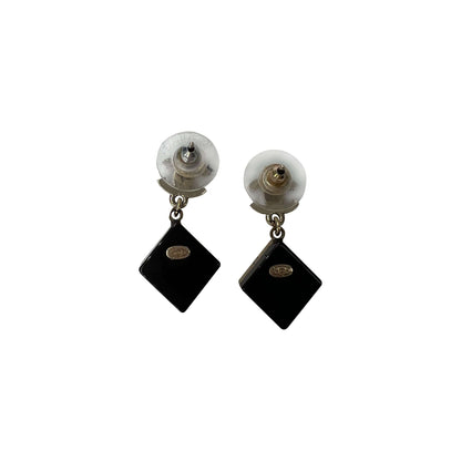 Chanel CC logo gold rhomb drop earrings