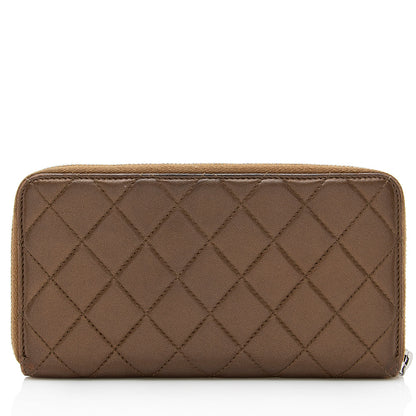 Chanel Metallic Lambskin CC Zip Around Wallet (SHF-20961)