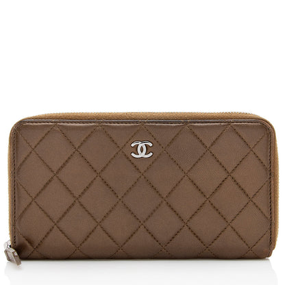 Chanel Metallic Lambskin CC Zip Around Wallet (SHF-20961)