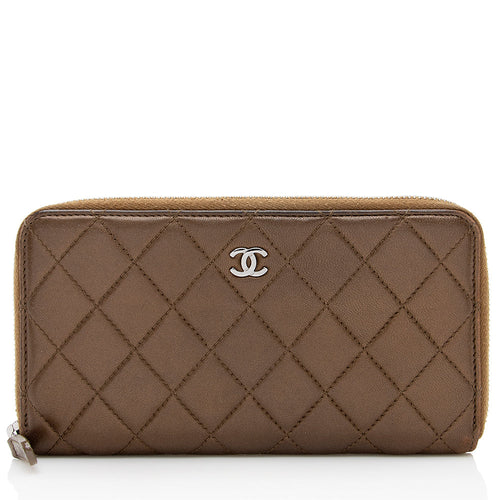 Chanel Metallic Lambskin CC Zip Around Wallet (SHF-20961)