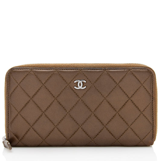 Chanel Metallic Lambskin CC Zip Around Wallet (SHF-20961)