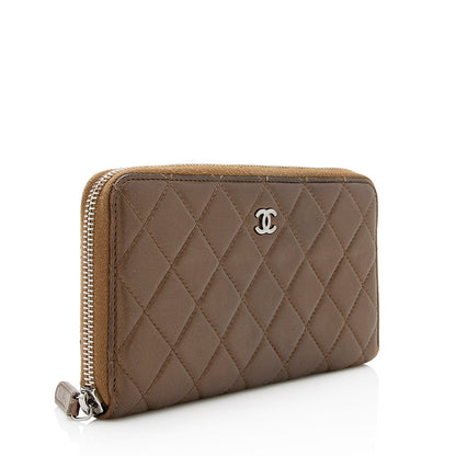 Chanel Metallic Lambskin CC Zip Around Wallet (SHF-20961)