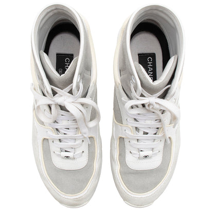 Chanel Leather Suede High Top Trainer Sneakers  - Size 9 / 39 (SHF-16038)