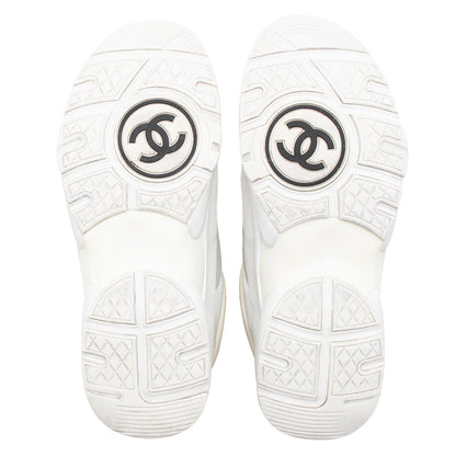 Chanel Leather Suede High Top Trainer Sneakers  - Size 9 / 39 (SHF-16038)