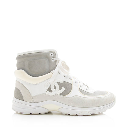 Chanel Leather Suede High Top Trainer Sneakers  - Size 9 / 39 (SHF-16038)