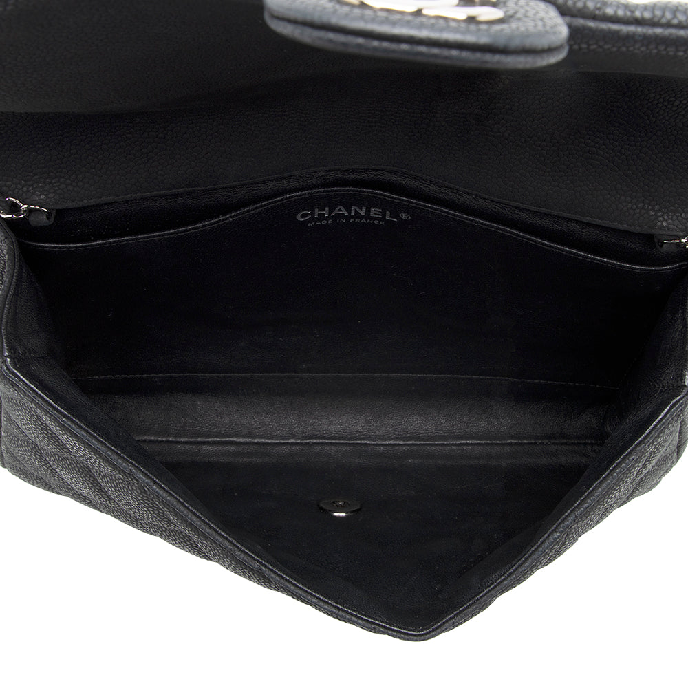 Chanel Matte Caviar Leather Chain Flap Clutch Bag (SHF-19570)