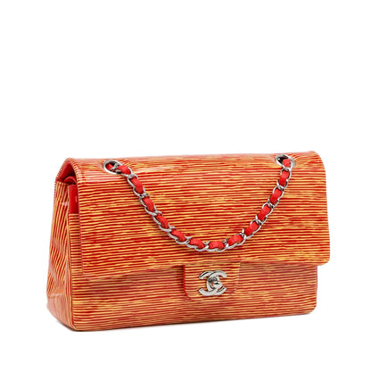 Chanel Medium Classic Striped Patent Double Flap (SHG-9oaXcP)