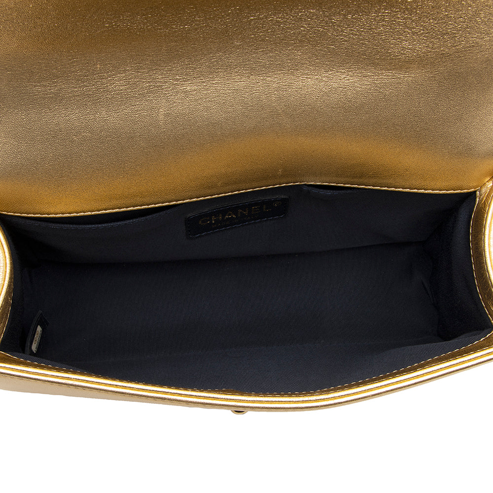Chanel Metallic Lambskin Cube Medium Boy Bag (SHF-19472)
