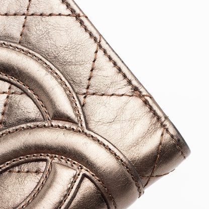 Chanel Metallic Lambskin Ligne Cambon French Purse Wallet (SHF-7hjblw)