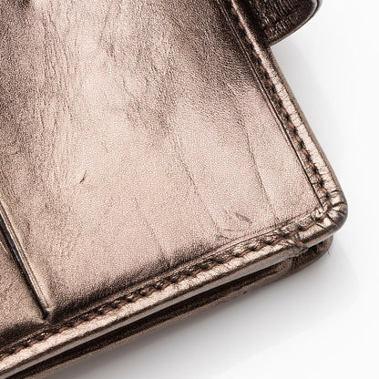 Chanel Metallic Lambskin Ligne Cambon French Purse Wallet (SHF-7hjblw)