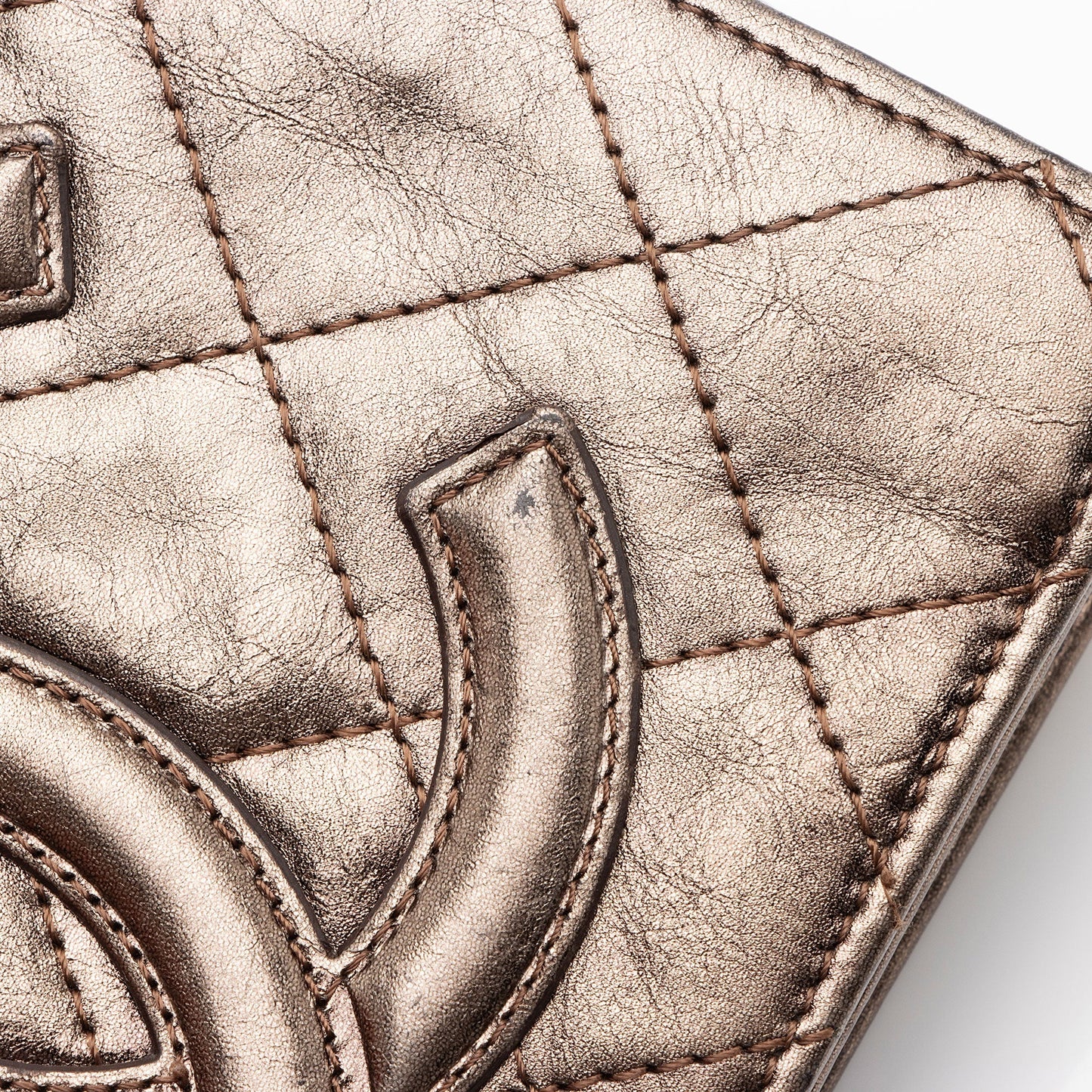 Chanel Metallic Lambskin Ligne Cambon French Purse Wallet (SHF-7hjblw)