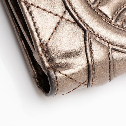 Chanel Metallic Lambskin Ligne Cambon French Purse Wallet (SHF-7hjblw)