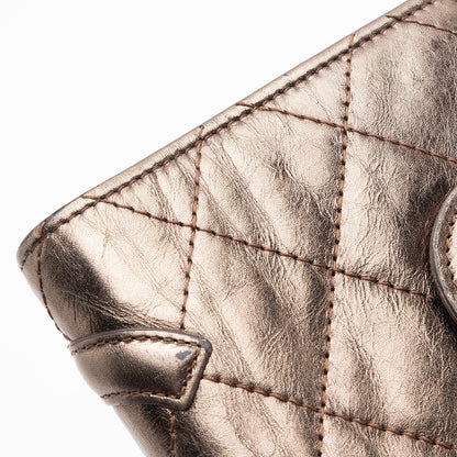 Chanel Metallic Lambskin Ligne Cambon French Purse Wallet (SHF-7hjblw)