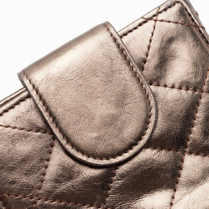 Chanel Metallic Lambskin Ligne Cambon French Purse Wallet (SHF-7hjblw)