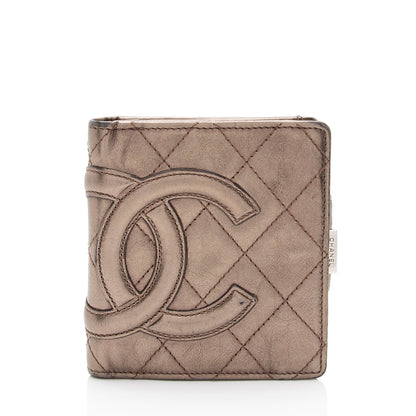 Chanel Metallic Lambskin Ligne Cambon French Purse Wallet (SHF-7hjblw)