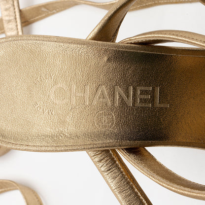 Chanel Metallic Leather Gladiator Strappy Sandals - Size 9B / 39B (SHF-rARysY)