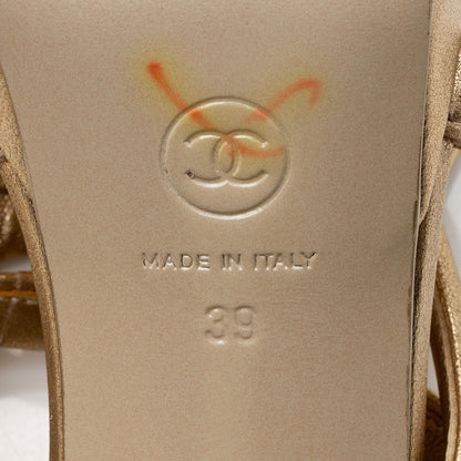 Chanel Metallic Leather Gladiator Strappy Sandals - Size 9B / 39B (SHF-rARysY)