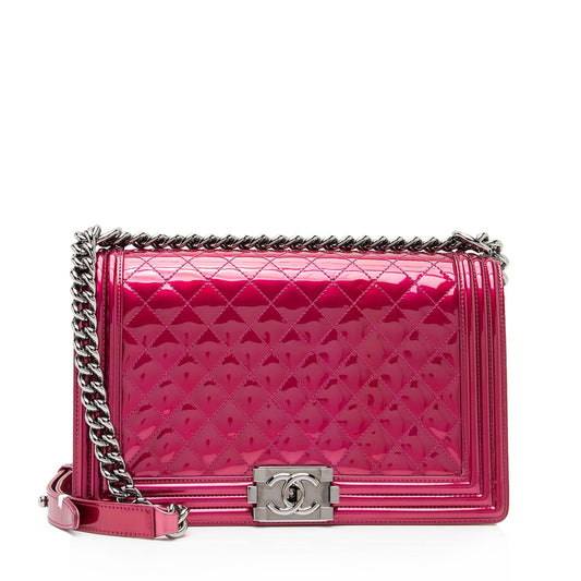 Chanel Metallic Patent Leather New Medium Boy Bag (SHF-fZ0kp0)