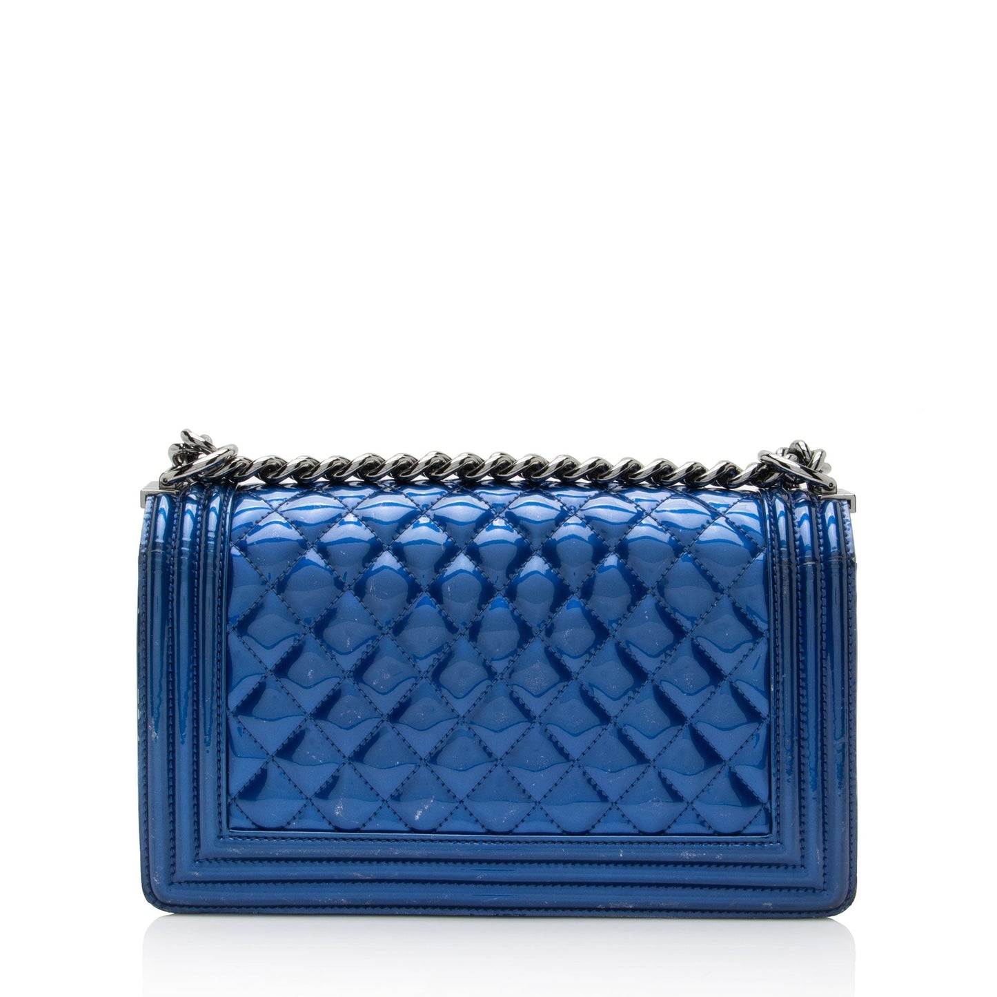 Chanel Metallic Patent Leather Old Medium Boy Bag (SHF-23789)
