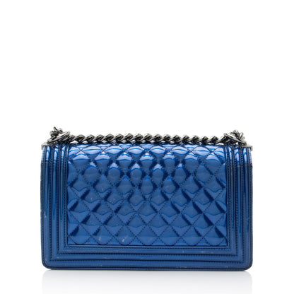 Chanel Metallic Patent Leather Old Medium Boy Bag (SHF-23789)