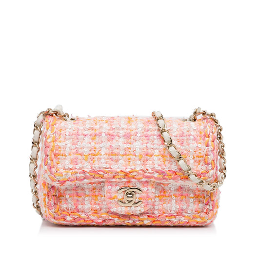 Chanel Mini Classic Embellished Tweed Flap Bag (SHG-xnY6RF)