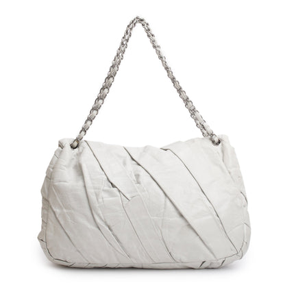 Chanel Netral Glazed Calfskin Leather Twisted Maxi Flap Bag