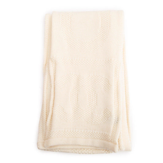 Chanel Neutral Logo Print Wool Scarf