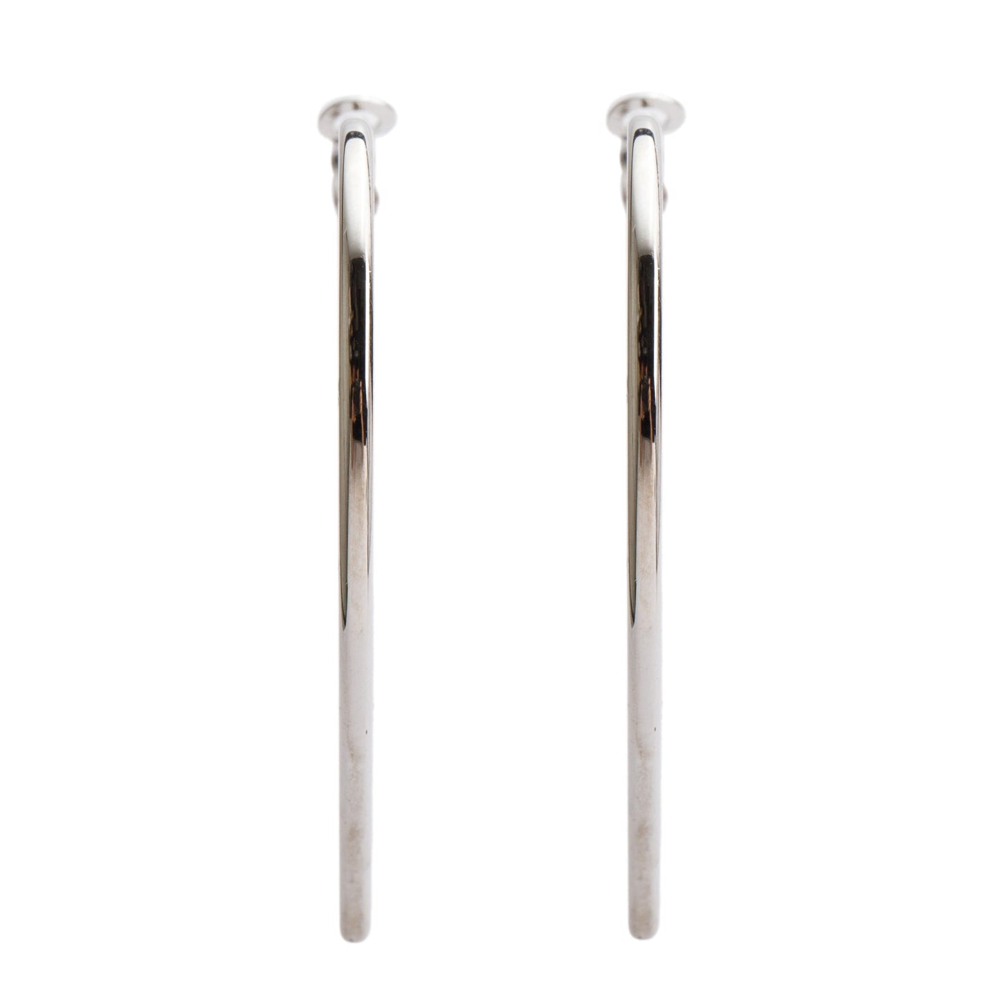 Chanel Palladium Plated CC Heart Hoop Earrings