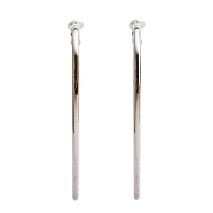 Chanel Palladium Plated CC Heart Hoop Earrings