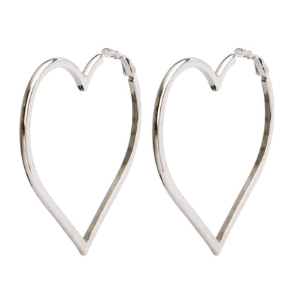 Chanel Palladium Plated CC Heart Hoop Earrings