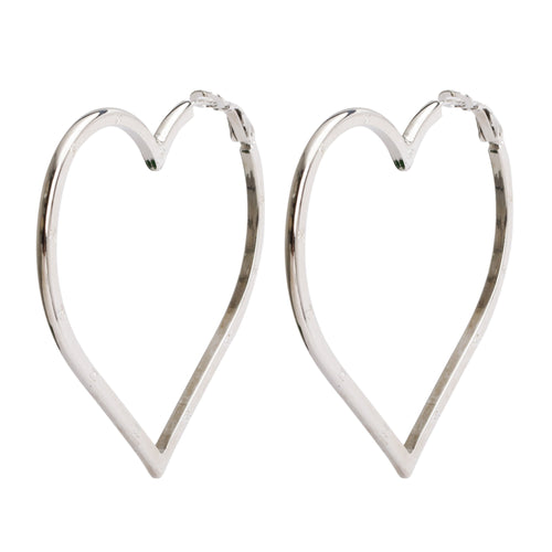 Chanel Palladium Plated CC Heart Hoop Earrings
