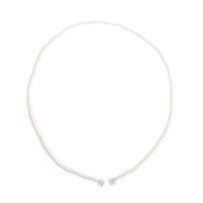 Chanel Palladium-Plated Faux Pearl CC Lariat Necklace