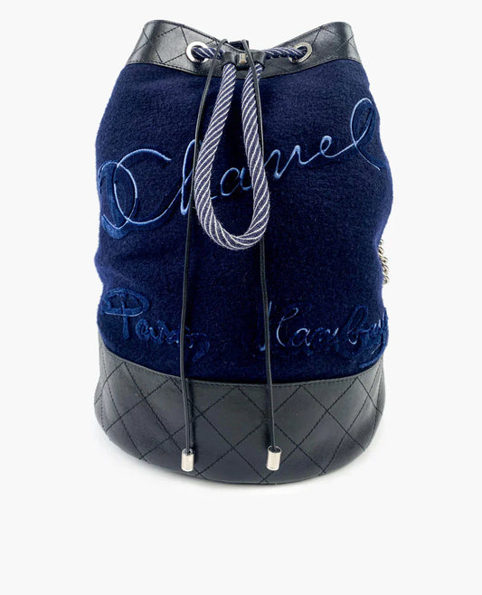 Chanel Sac Seau Paris-Hamburg en laine bleu