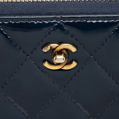 Chanel Patent Leather CC Zip Around Small Wallet (SHF-WiZA9X)