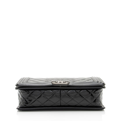 Chanel Patent Leather Chevron New Medium Boy Bag (SHF-jPhBdY)