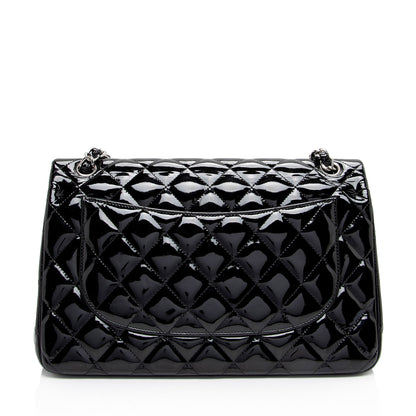 Chanel Patent Leather Classic Jumbo Double Flap Bag (SHF-zuaFhW)