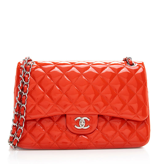 Chanel Patent Leather Classic Jumbo Double Flap Shoulder Bag (SHF-18807)
